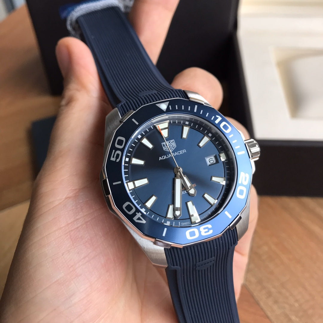  Shop Authentic Tag Heuer Aquaracer Blue Dial Blue Rubber Strap Watch for Men - WAY111C.FT6155 - Luxxuri
