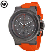  Shop Authentic Michael Kors Dylan Chronograph Grey Dial Orange Rubber Strap Watch for Men - MK8296 - Luxxuri