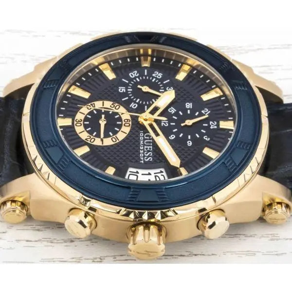  Shop Authentic Guess Pinnacle Chronograph Quartz Blue Dial Blue Leather Strap Watch For Men - W0673G2 - Luxxuri