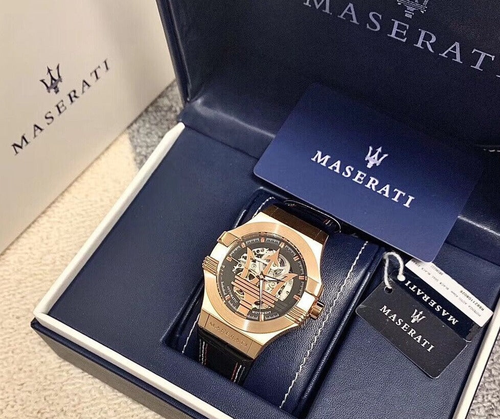  Shop Authentic Maserati Potenza Skeleton Limited Edition Dial Black Strap Watch For Men - R8821108026 - Luxxuri