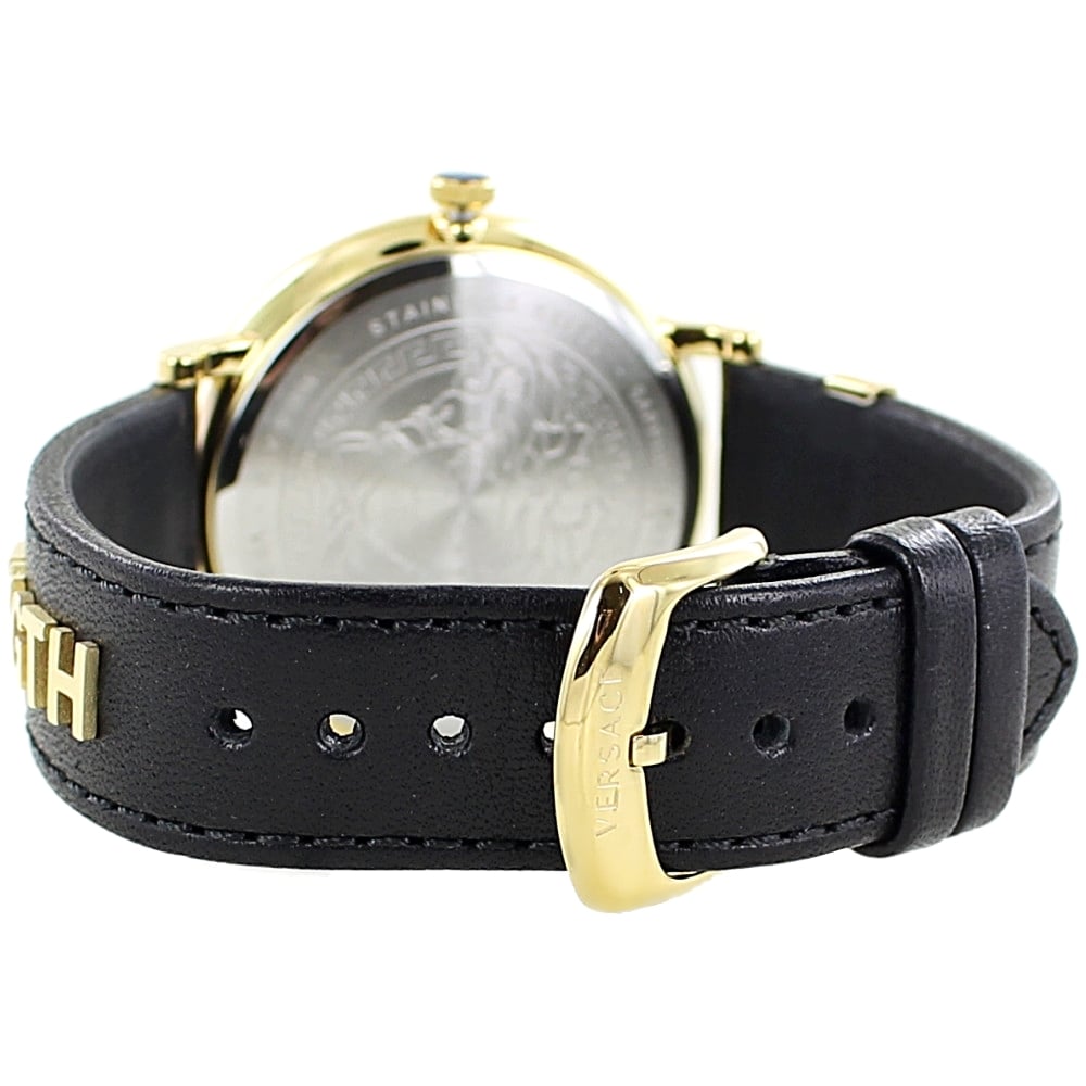  Shop Authentic Versace V-Circle Manifesto Edition Black Dial Black Leather Strap Watch for Men - VBQ050017 - Luxxuri