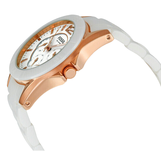  Shop Authentic Fossil Ceramic Multifunction White Dial White Steel Strap Watch for Women - CE1006 - Luxxuri