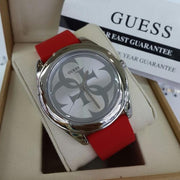  Shop Authentic Guess G-Twist Silver Dial Red Rubber Strap Watch for Women - W0911L9 - Luxxuri
