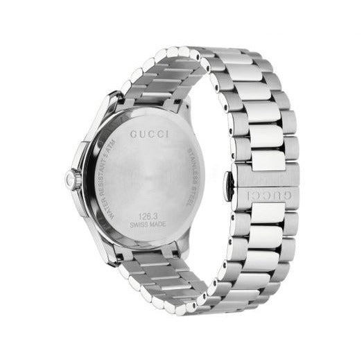  Shop Authentic Gucci G Timeless Quartz Brown Dial Silver Steel Strap Watch for Men - YA126317 - Luxxuri