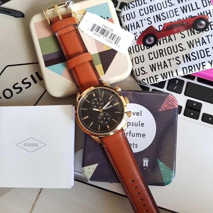 Shop Authentic Fossil Townsman Chronograph Black Dial Brown Leather Strap Watch for Men - FS5338 - Luxxuri