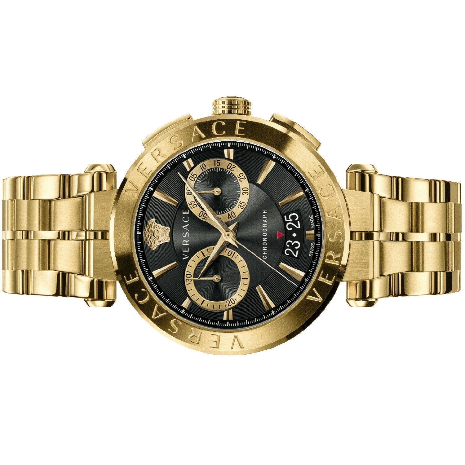  Shop Authentic Versace Aion Chronograph Black Dial Gold Steel Strap Watch For Men - VE1D01721 - Luxxuri