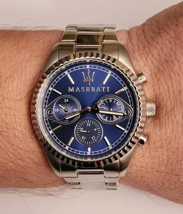  Shop Authentic Maserati Competizione Chronograph Blue Dial Silver Steel Strap Watch For Men - R8853100013 - Luxxuri