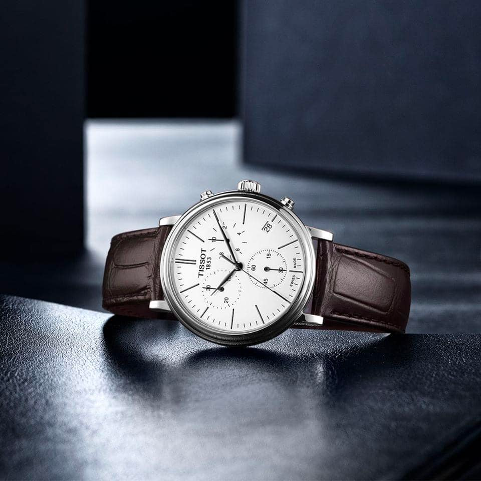  Shop Authentic Tissot Carson Premium Chronograph White Dial Brown Leather Strap Watch For Men - T122.417.16.011.00 - Luxxuri