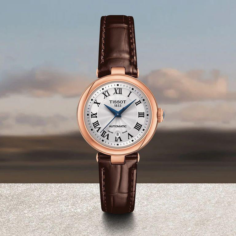  Shop Authentic Tissot Bellissima Automatic Silver Dial Brown Leather Strap Watch For Women - T126.207.36.013.00 - Luxxuri