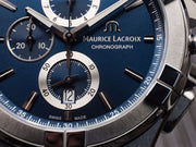  Shop Authentic Maurice Lacroix Aikon Chronograph Blue Dial Blue Leather Strap Watch for Men - AI1018-SS001-430-1 - Luxxuri