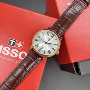  Shop Authentic Tissot T Classic Carson Premium White Dial Brown Leather Strap Watch for Women - T122.207.36.033.00 - Luxxuri