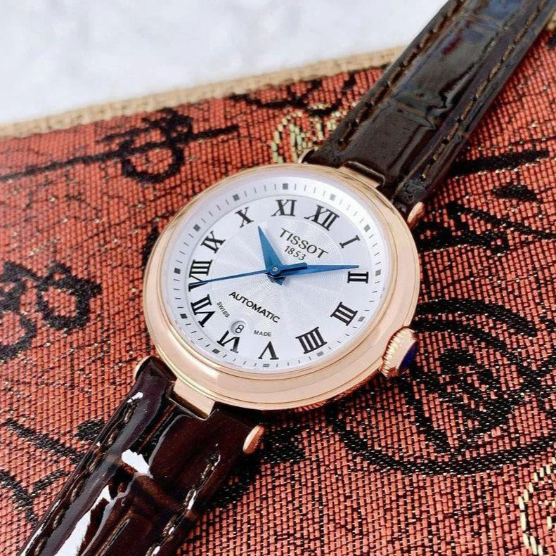  Shop Authentic Tissot Bellissima Automatic Silver Dial Brown Leather Strap Watch For Women - T126.207.36.013.00 - Luxxuri