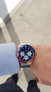  Shop Authentic Guess Odyssey Multifunction Blue Dial Silver Steel Strap Watch For Men - W1107G2 - Luxxuri