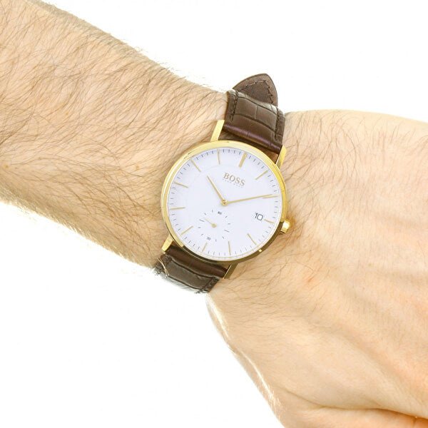  Shop Authentic Hugo Boss Corporal White Dial Brown Leather Strap Watch for Men - 1513640 - Luxxuri