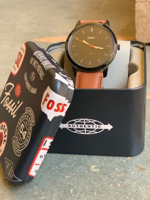  Shop Authentic Fossil The Minimalist Black Dial Brown Leather Strap Watch for Men - FS5305 - Luxxuri