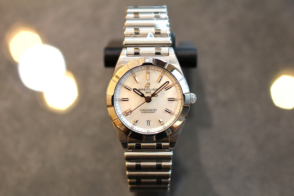  Shop Authentic Breitling Chronomat 32 Mother of Pearl Dial Silver Steel Strap Watch for Women - A77310101A4A1 - Luxxuri