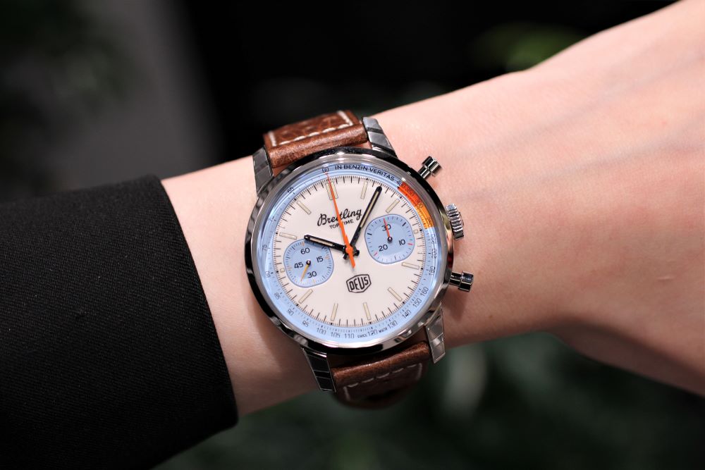  Shop Authentic Breitling Top Time Deus Limited Edition White Dial Brown Leather Strap Watch for Men - A233112A1A1X1 - Luxxuri