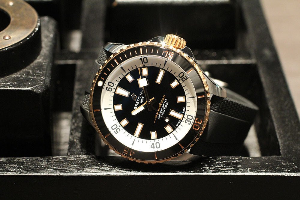  Shop Authentic Breitling Superocean Automatic 42mm 18K Red Gold & Black Dial Black Rubber Strap Watch for Men - U17375211B1S1 - Luxxuri