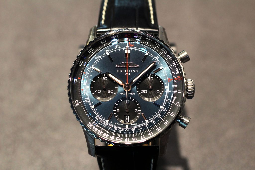  Shop Authentic Breitling Navitimer B01 Chronograph 41 Blue Dial Black Leather Strap Watch for Men - AB0139241C1P1 - Luxxuri