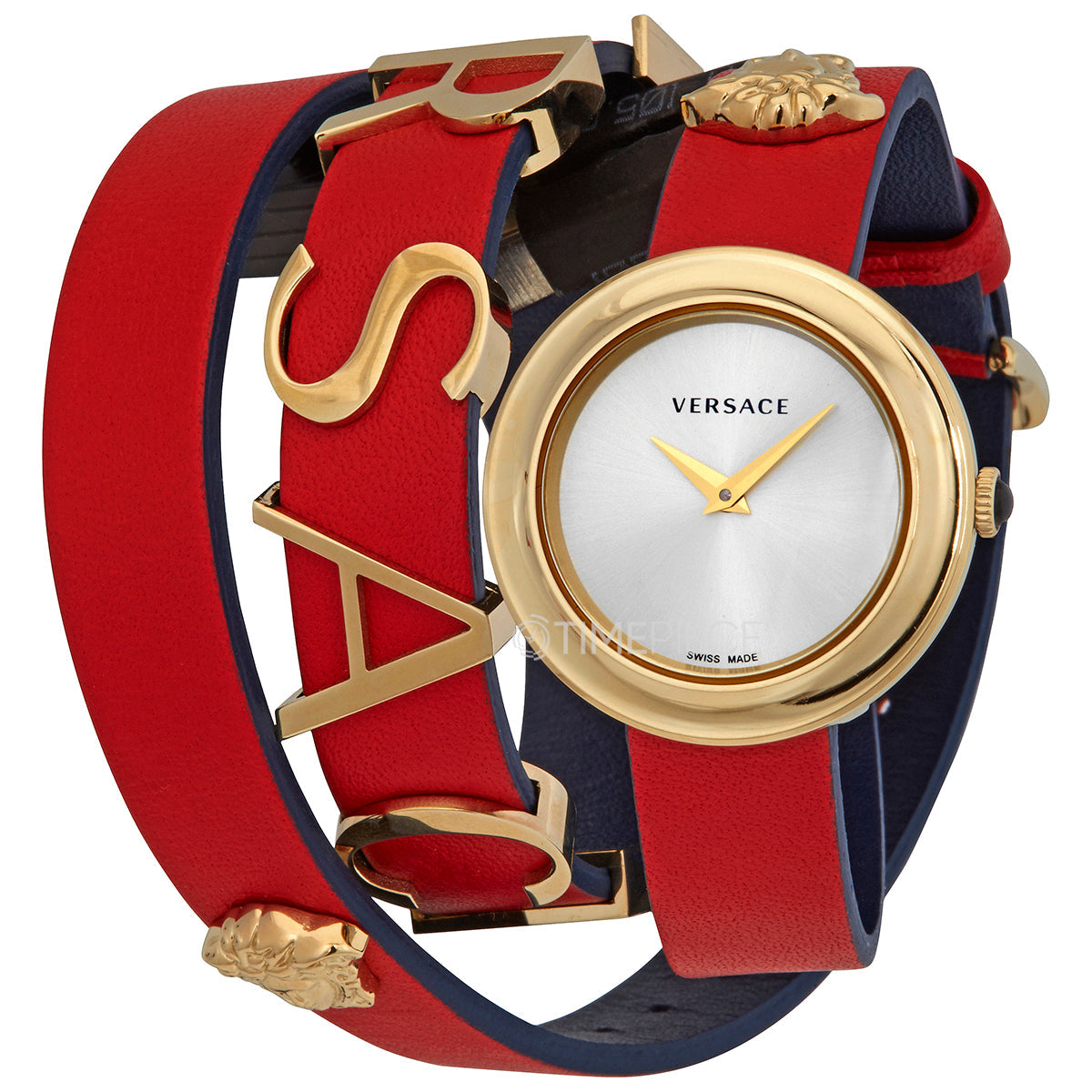  Shop Authentic Versace V-Flare Quartz Silver Dial Red Leather Strap Watch for Women - VEBN00418 - Luxxuri