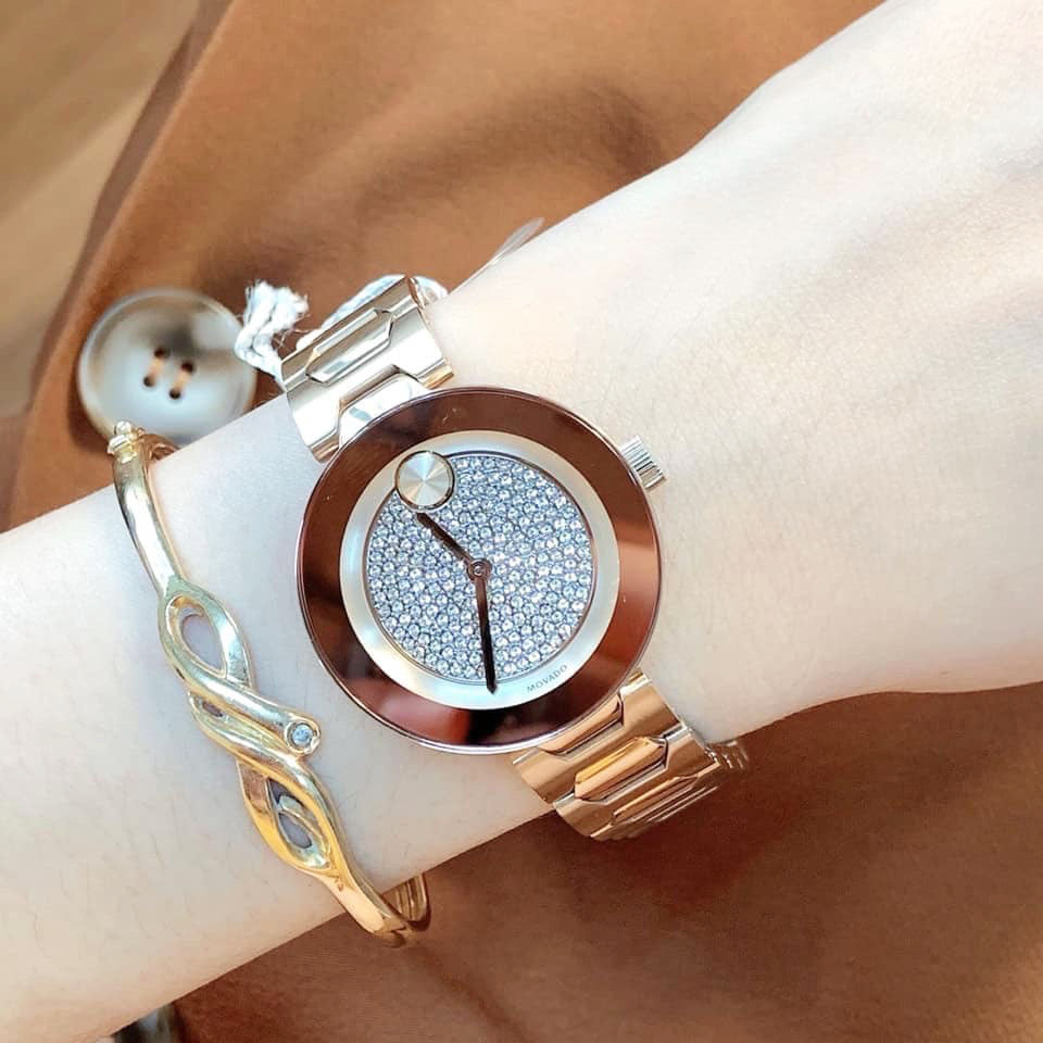  Shop Authentic Movado Bold Crystal Pave Rose Gold Dial Rose Gold Steel Strap Watch For Women - 3600493 - Luxxuri