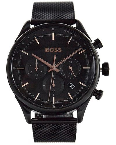  Shop Authentic Hugo Boss Gregor Chronograph Black Dial Black Mesh Bracelet Watch For Men - 1514065 - Luxxuri