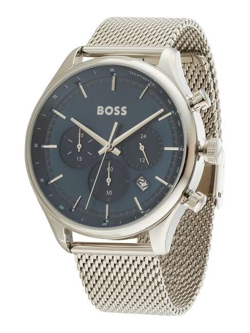  Shop Authentic Hugo Boss Gregor Chronograph Blue Dial Silver Mesh Bracelet Watch For Men - 1514052 - Luxxuri