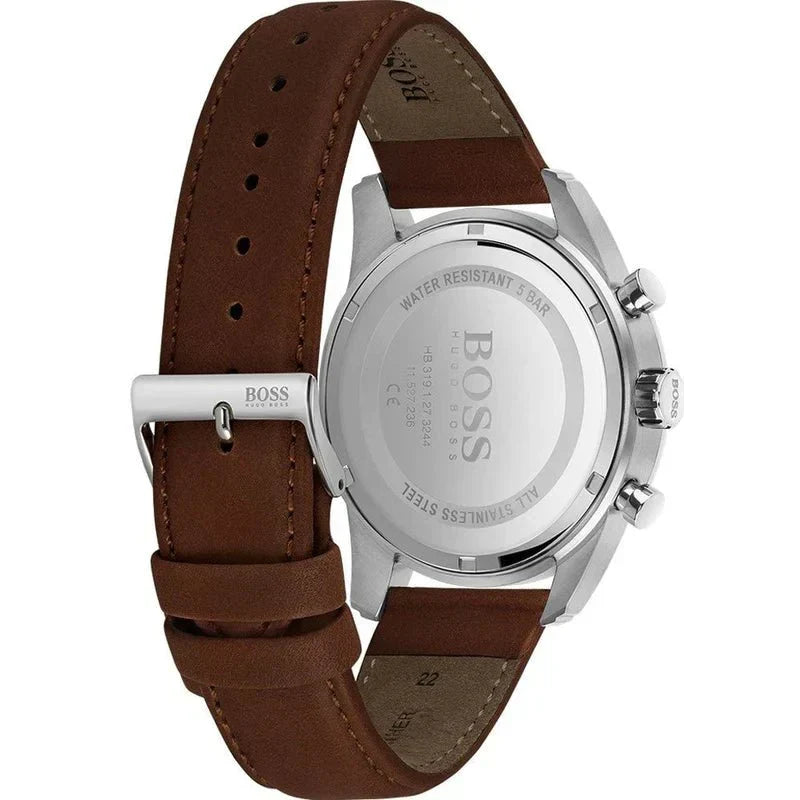  Shop Authentic Hugo Boss Skymaster Grey Dial Brown Leather Strap Watch for Men - 1513787 - Luxxuri