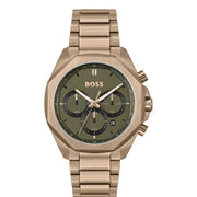  Shop Authentic Hugo Boss Classic Chronograph Green Dial Beige Gold Steel Strap Watch For Men - 1514019 - Luxxuri