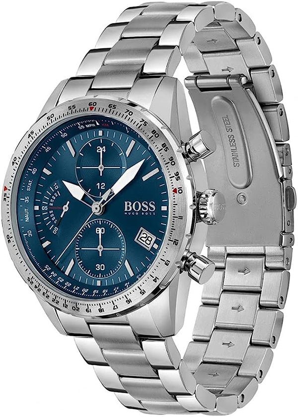  Shop Authentic Hugo Boss Talent Blue Dial Silver Steel Strap Watch for Men - 1513582 - Luxxuri