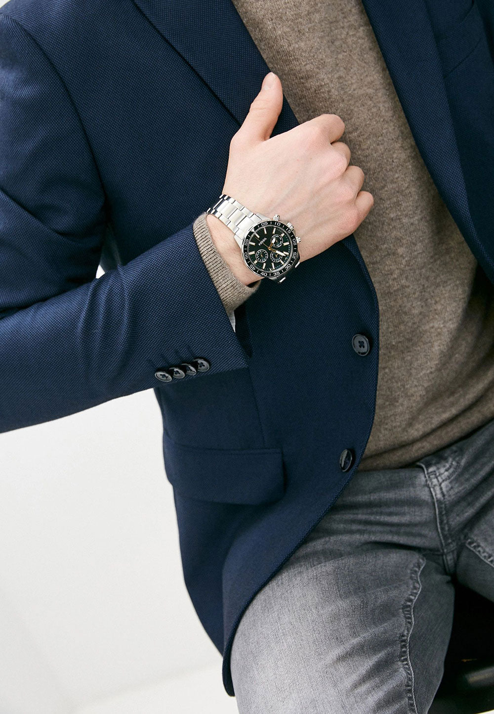  Shop Authentic Fossil Bannon Chronograph Green Dial Silver Steel Strap Watch for Men - BQ2492 - Luxxuri