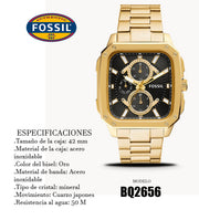  Shop Authentic Fossil Inscription Multifunction Black Dial Gold Steel Strap Watch for Men - BQ2656 - Luxxuri