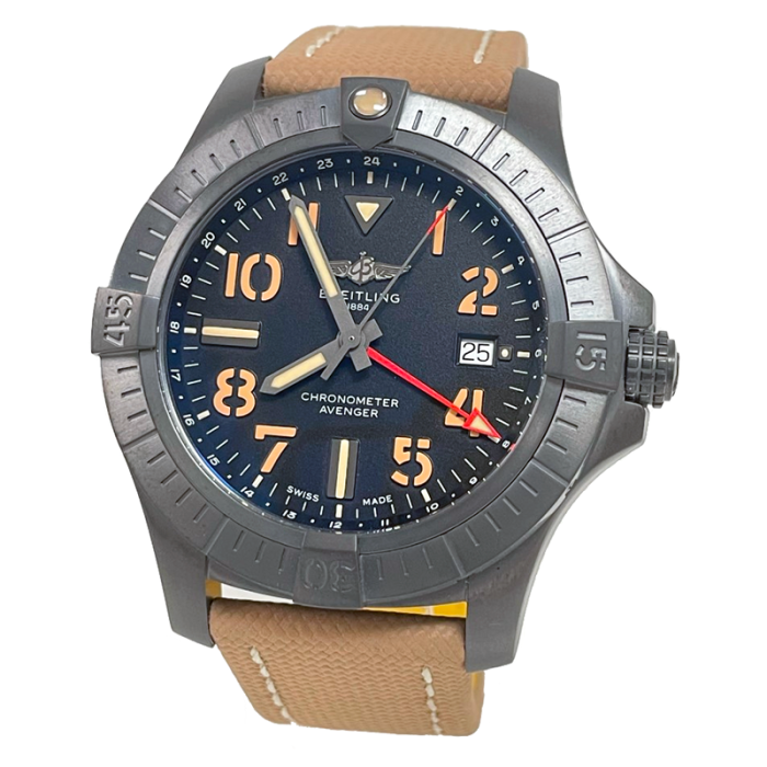  Shop Authentic Breitling Avenger Automatic GMT 45 Black Dial Brown Nylon Strap Watch for Men - V32395101B1X1 - Luxxuri