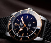  Shop Authentic Breitling Superocean Heritage II B20 42mm Black Dial Black Mesh Bracelet Mens Watch - UB2010121B1S1 - Luxxuri