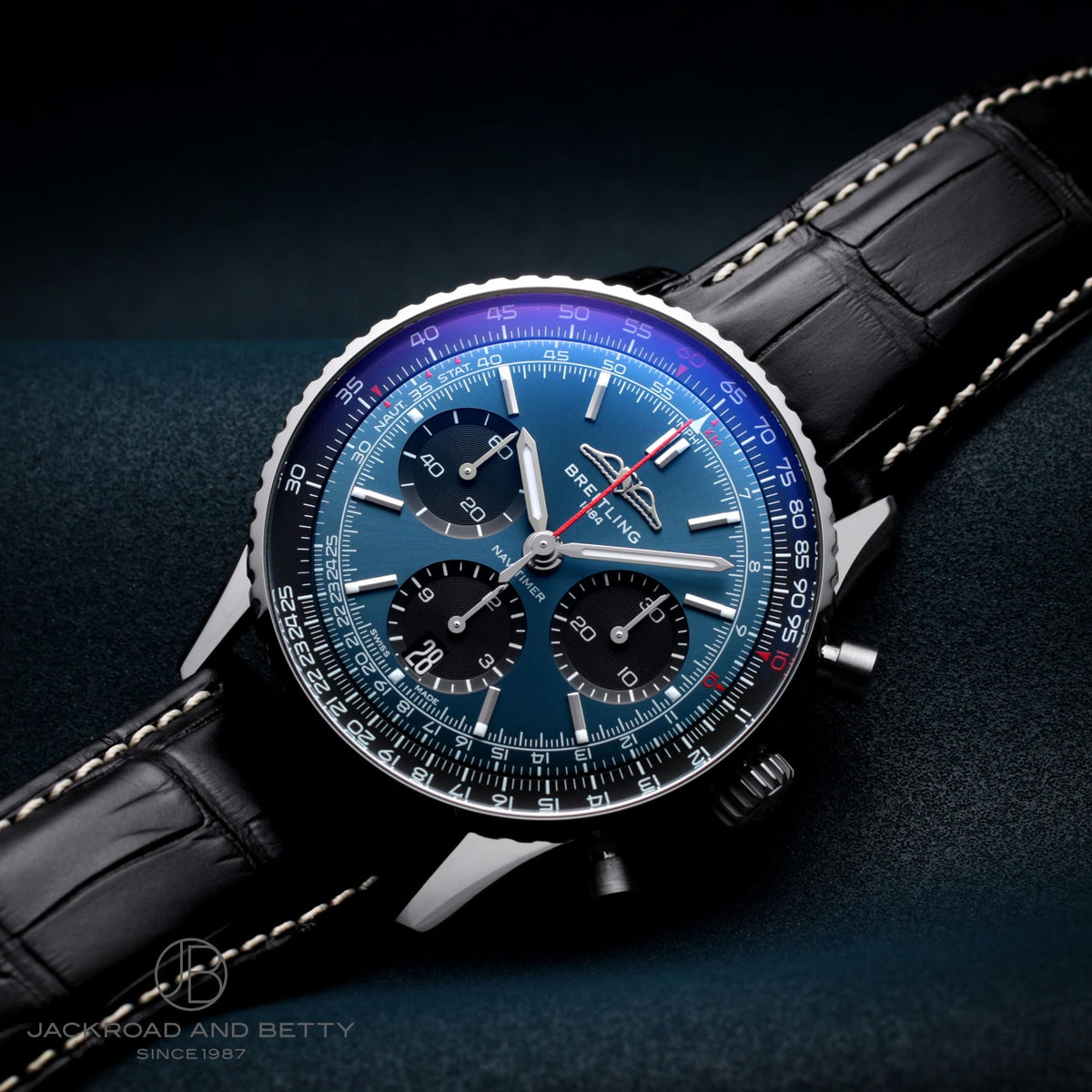  Shop Authentic Breitling Navitimer B01 Chronograph 41 Blue Dial Black Leather Strap Watch for Men - AB0139241C1P1 - Luxxuri
