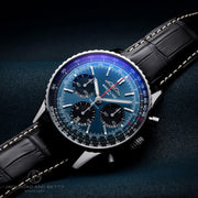  Shop Authentic Breitling Navitimer B01 Chronograph 41 Blue Dial Black Leather Strap Watch for Men - AB0139241C1P1 - Luxxuri