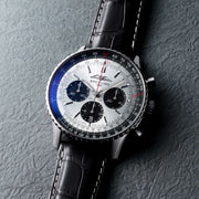  Shop Authentic Breitling Navitimer B01 Chronograph 43 Silver Dial Black Leather Strap Watch for Men - AB0138241G1P1 - Luxxuri