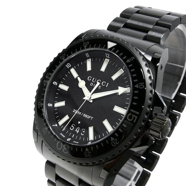  Shop Authentic Gucci Dive Quartz Black Dial Black Steel Strap Watch For Men - YA136205 - Luxxuri