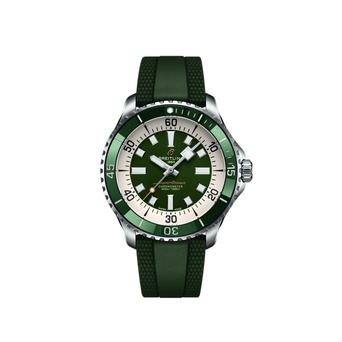  Shop Authentic Breitling Superocean Automatic 44 Green Dial Green Rubber Strap Watch for Men - A17376A31L1S1 - Luxxuri