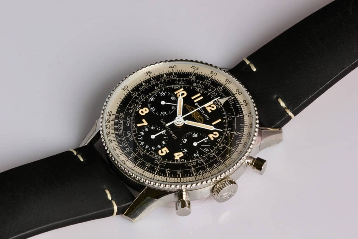  Shop Authentic Breitling Navitimer Ref. 806 1959 Re-Edition Black Dial Brown Leather Strap Watch for Men - AB0910371B1X1 - Luxxuri