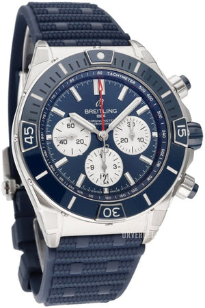  Shop Authentic Breitling Super Chronomat B01 44 Blue Dial Blue Rubber Strap Watch for Men - AB0136161C1S1 - Luxxuri