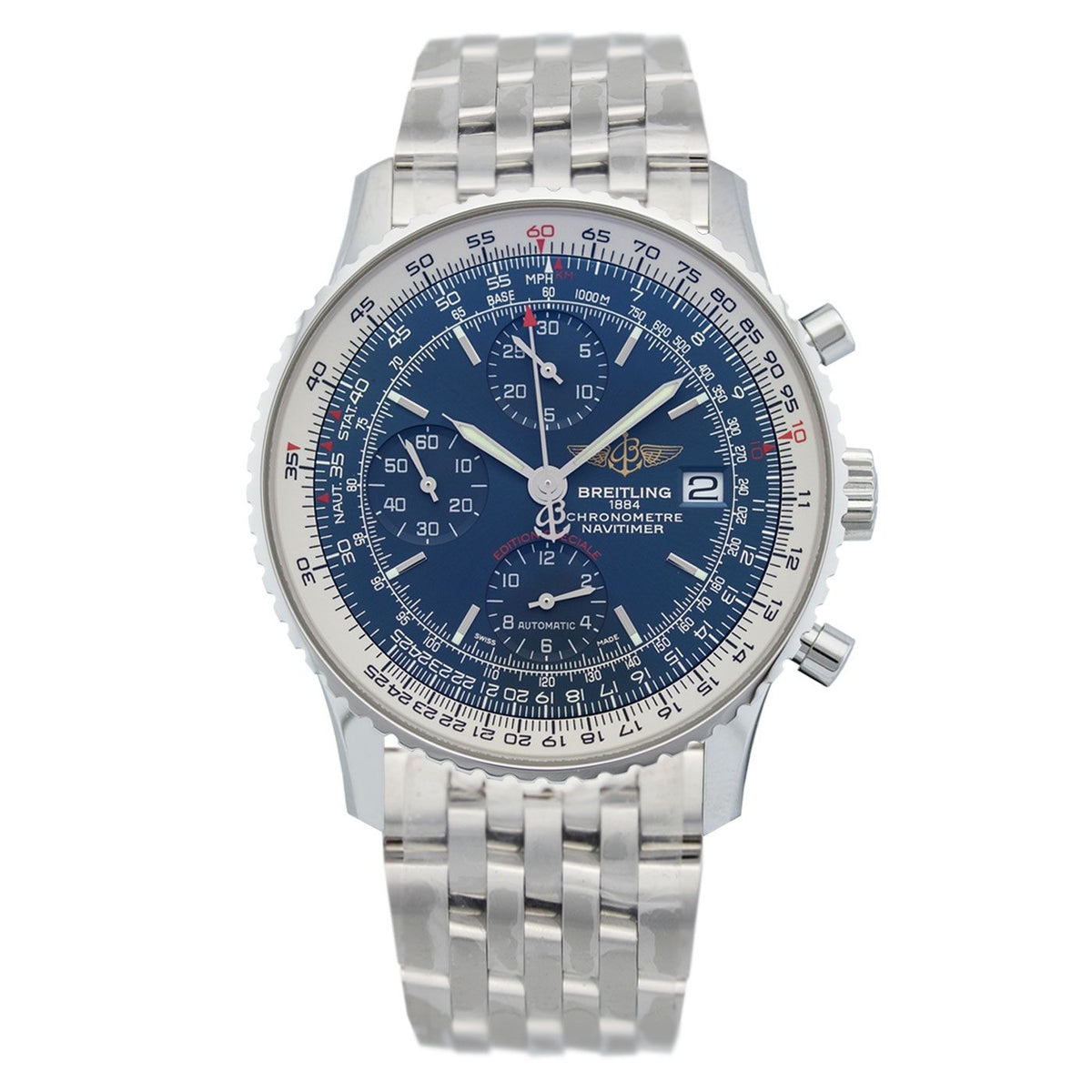  Shop Authentic Breitling Navitimer Heritage Special Edition Blue Dial Silver Steel Strap Mens Watch - A1332412/C942 - Luxxuri