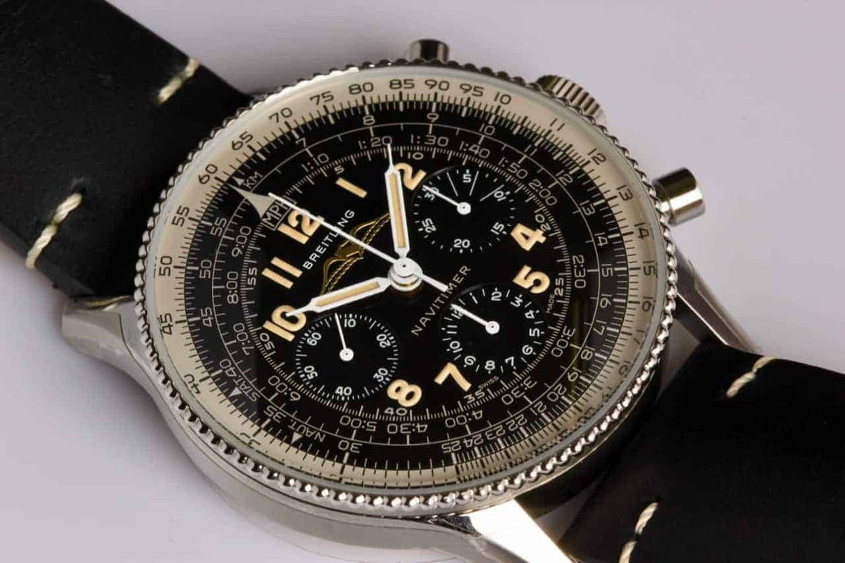  Shop Authentic Breitling Navitimer Ref. 806 1959 Re-Edition Black Dial Brown Leather Strap Watch for Men - AB0910371B1X1 - Luxxuri