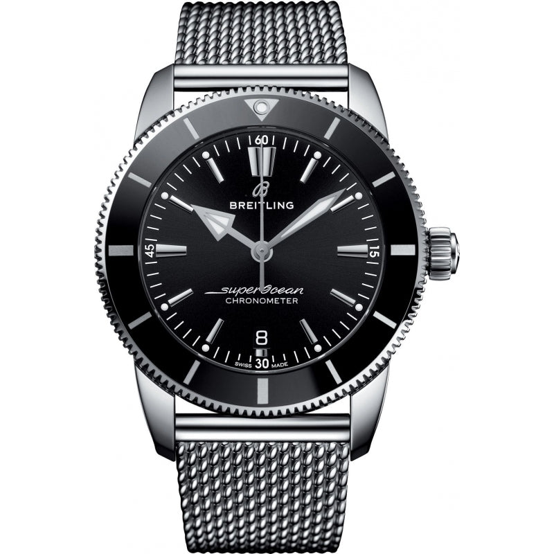  Shop Authentic Breitling Superocean Heritage B20 Automatic 46 Black Dial Silver Mesh Bracelet Watch for Men - AB2020121B1A1 - Luxxuri
