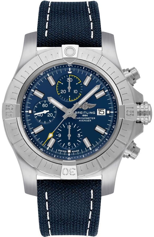  Shop Authentic Breitling Avenger Chronograph 45mm Blue Dial Blue Calfskin Strap Watch for Men - A13317101C1X2 - Luxxuri
