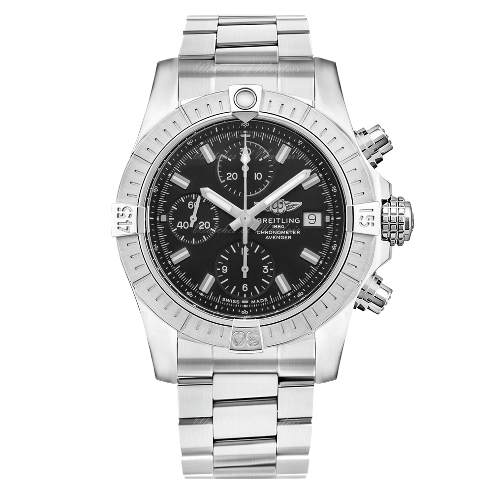  Shop Authentic Breitling Avenger Chronograph 43 Black Dial Silver Steel Strap Watch for Men - A13385101B1A1 - Luxxuri
