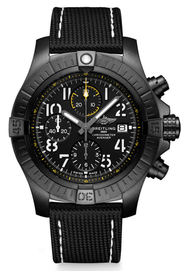  Shop Authentic Breitling Avenger Chronograph 45mm Night Mission Black Dial Black Nylon Strap Watch for Men - V13317101B1X1 - Luxxuri