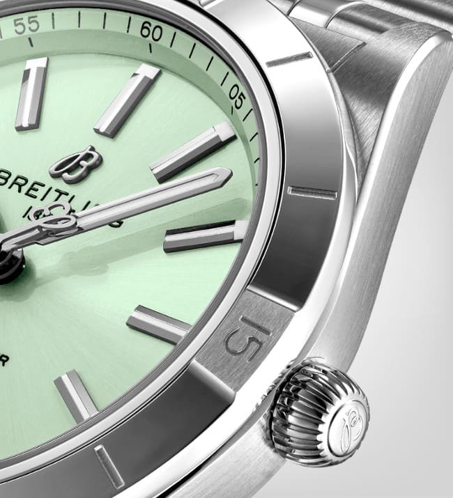  Shop Authentic Breitling Chronomat Automatic 36 Green Dial Silver Steel Strap Watch for Women - A10380101L1A1 - Luxxuri