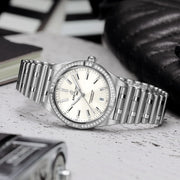  Shop Authentic Breitling Chronomat Automatic 36 Diamonds White Dial Silver Steel Strap Watch for Women - A10380591A1A1 - Luxxuri