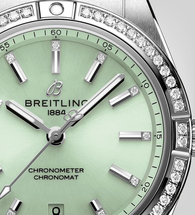  Shop Authentic Breitling Chronomat Automatic 36 Diamonds Green Dial Two Tone Steel Strap Watch for Women - A10380591L1A1 - Luxxuri